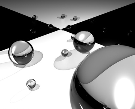 Balls Over The Chess - white, abstract, black