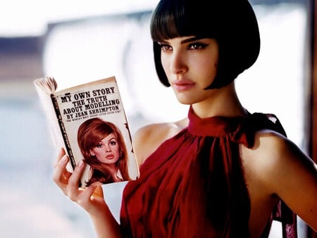 Natalie Portman - style, book, women, natalie portman, actress, girl, retro, red dress, movie, woman, fashion, red, beauty, glamor, dress, sexy, black hair