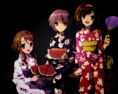 watermelon - the melancholy of haruhi suzumiya, anime, suzumiya haruhi, wallpaper