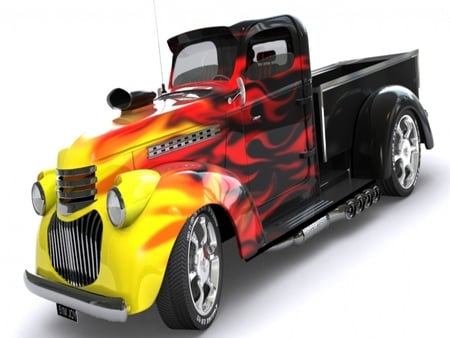 Chevrolet 1946 Pickup Hotrod - flames, chevy hotrod