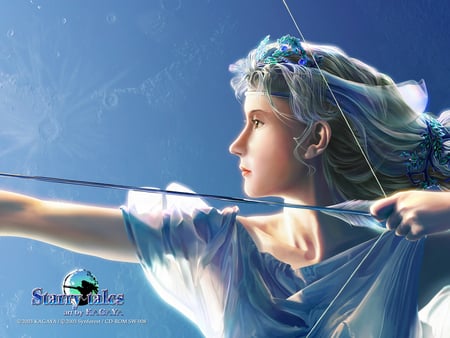 Artemis - blue, starry sky, stars, starry tales, artemis, new age, celestial, celestial exploring, kagaya