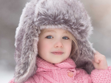 little girl - people, eyes, belle, sightly, white, face, childhood, fair, little, bonny, adorable, child, nature, beautiful, pink, sweet, nice, beauty, hat, photography, pretty, baby, cute, kid, dainty, girl, winter, lovely, pure, comely, blue, desktopnexus, smile, blonde