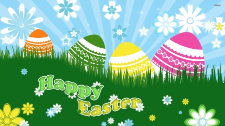 Happy Easter - easter, wallpaper, eggs, happy