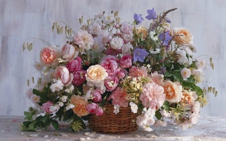 Beautiful Flowers - basket, flowers, bloom, petals