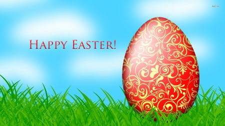 Happ Easter - Happy, Egg, Red, Easter