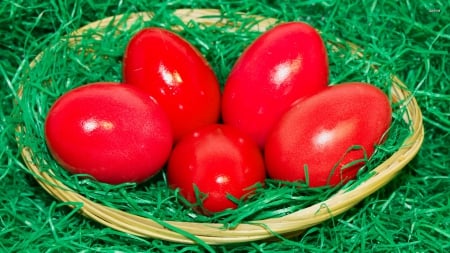 Red Easter Eggs - eggs, easter, wallpaper, red