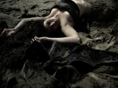 sand play - woman, sand, dark, fantasy