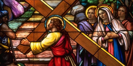 Crucifixion Stained Glass Window - wide screen, photography, sunday, easter, occasion, march, april, crucifixion, holiday, photo