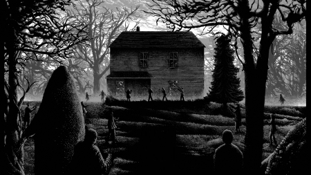 Night Of The Dead - night, zombies, house, trees