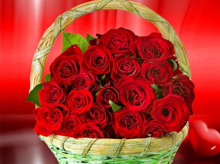 Beautiful - Red, heart, rose, flower, petals