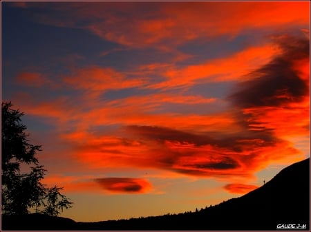 Sunset on ... - alp, sky, france, clouds, seagull, hamac