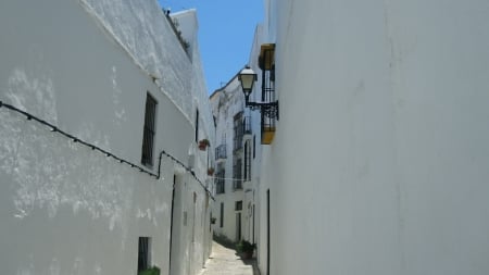 white narrow alley - narrow, city, white, alley