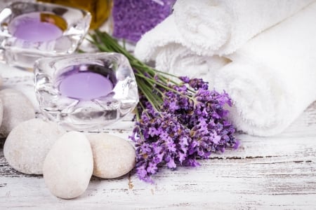 Spa beauty - candle, lavender, purple, spa