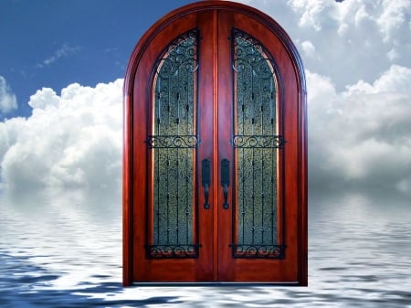 Heaven's Gate - clouds, sea, door, artwork