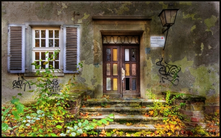 abandoned clinic in germany hdr - building, door, graffiti, hdr, abandoned