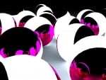 Magenta shiny spheres lit