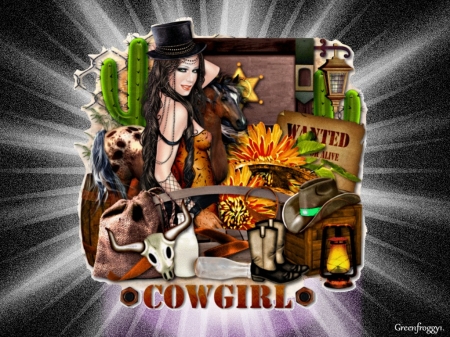 COWGIRL - creation, cowgirl, abstract, art