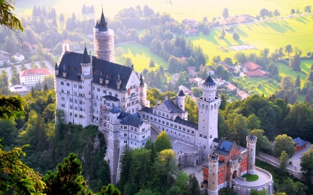 Neuschwanstein Castle, Germany - medieval, forest, castle, germany