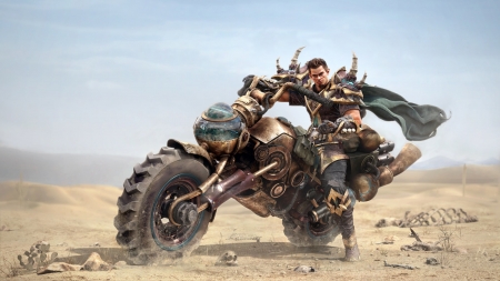 Fantasy - game, fantasy, man, motorcycle