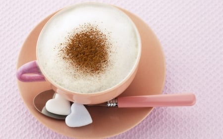 Cappuccino coffee - coffee, hot, cafe, cappuccino, soft, color, coffee time, cup, pastel