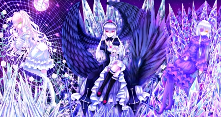 Rozen Maiden - rozen maiden, anime, girl, angel, pink, manga, fantasy, lunatic phantasy, purple, wings