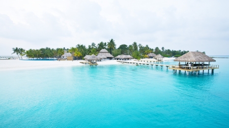 Beach Paradise - beach, huts, ocean, island