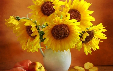 lovely sunflowers - sunflowers, flowers, still life, lovely