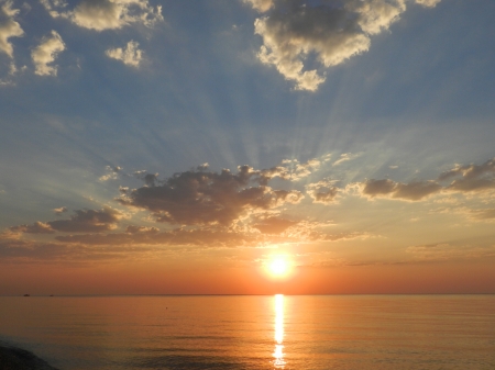 Sunset - cloud, skies, lake, sun