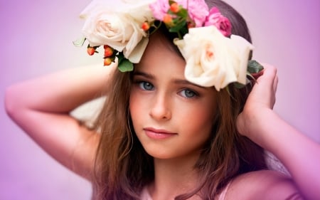 child with flowers in her hair - child, gorgeous, beautiful, flowers, hair