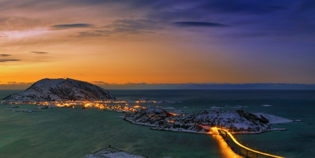 Amazing Sunset - amazing, sunset, bridge, sea