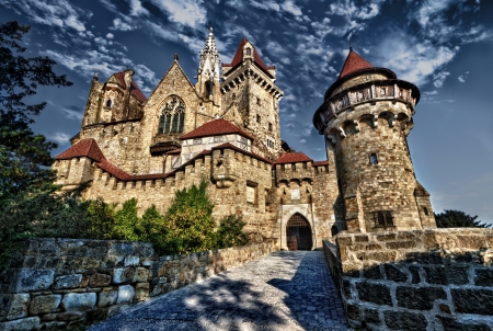 Cloudy Sky over Castle - architecture, castles, castle, clouds