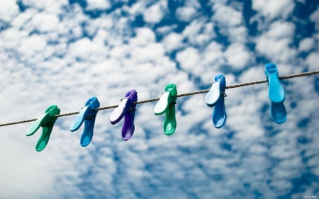 Pin's washline - clouds, abstract, summer, photography, HD, spring, washline, sky, wallpaper