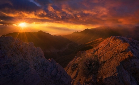 Sunset - mountains, amazing, sunset, clouds