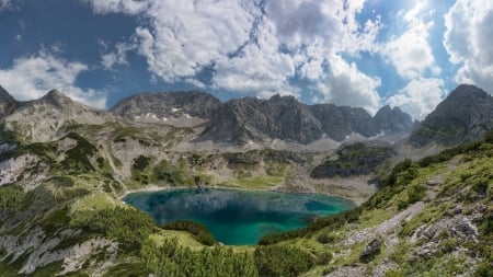 Splendor - clouds, lake, mountains, nature