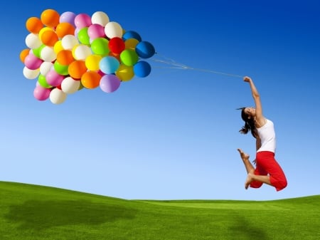 Celebration - ballon, grass, joy, happy