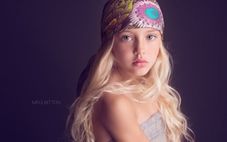 Little beauty - purple, child, pink, beauty, meg bitton, blonde, girl