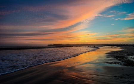 Charming view - beach, sunset, sea, clouds