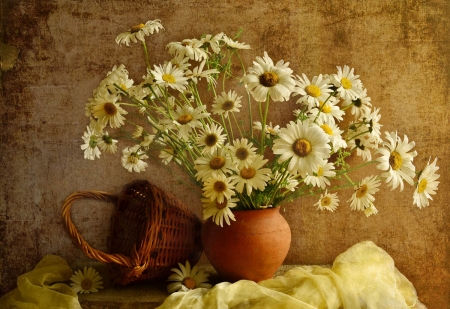 Still Life - flowers, basket, jar, still life