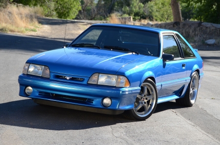 1992-Ford-Mustang - ford, ghost flames, blue, 1992