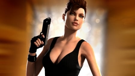 Wonderful LARA CROFT! - gun, young, girl, with