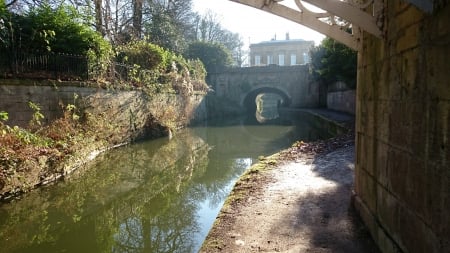 A Canal View - canal, bridge, water ways, bath