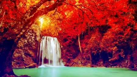 AUTUMN FALLS - erawan, waterfall, kanchanaburi, thailand