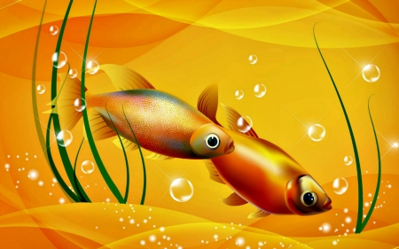 Gold Fish - cg, gold, fish, artwork