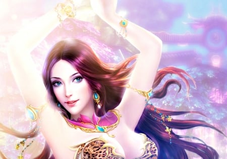 Fantasy girl - game, fantasy, dancer, woman, girl, asian, pink