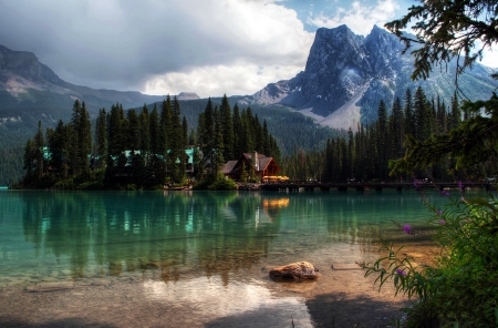 Lake Alberta - lake, restaurant, mountains, alberta, nature