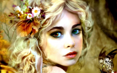 PRINCESS WITH FLOWERS IN HER HAIR - BEAUTIFUL, FACE, EYES, GORGEOUS