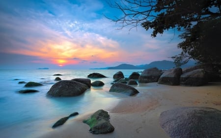 Sunset Sky over Rocky Beach