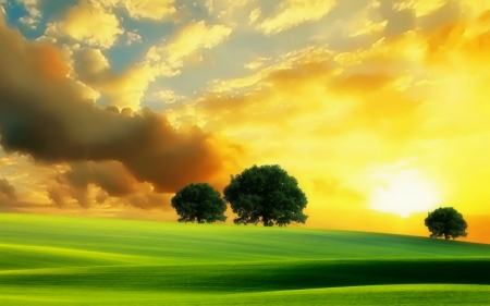 Sunrise - nature, landscape, sunrise, field, earth