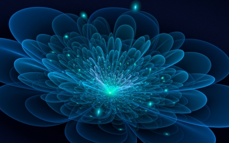 Celestial flower - fractal, art, blue, flower