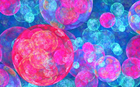 Bubbles - fantasy, pink, bubble, texture, abstract, blue, art